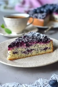 Saftiger Heidelbeer Mohnkuchen