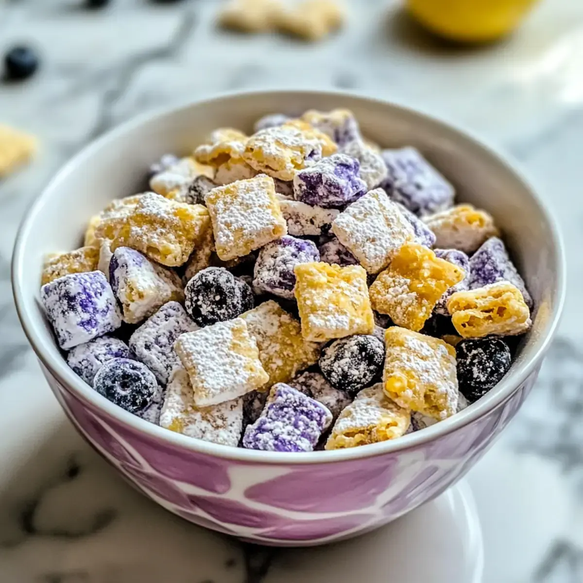Heidelbeer Zitronen Käsekuchen Puppy Chow