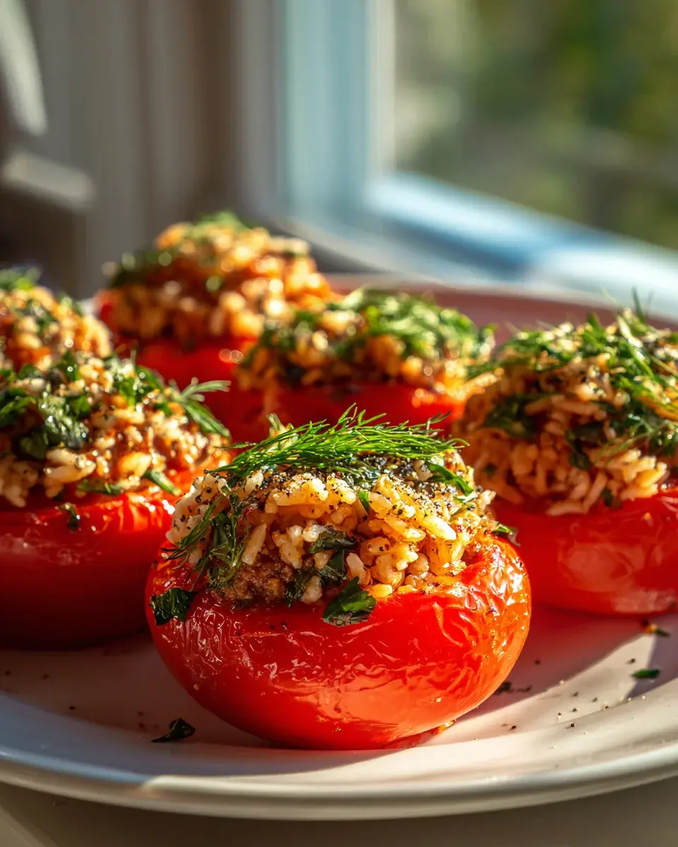 Herzhafte gefüllte Tomaten mit Rind