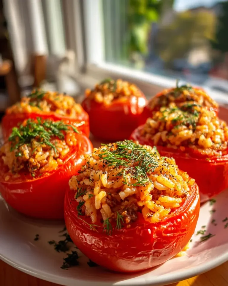 Herzhafte gefüllte Tomaten mit Rind