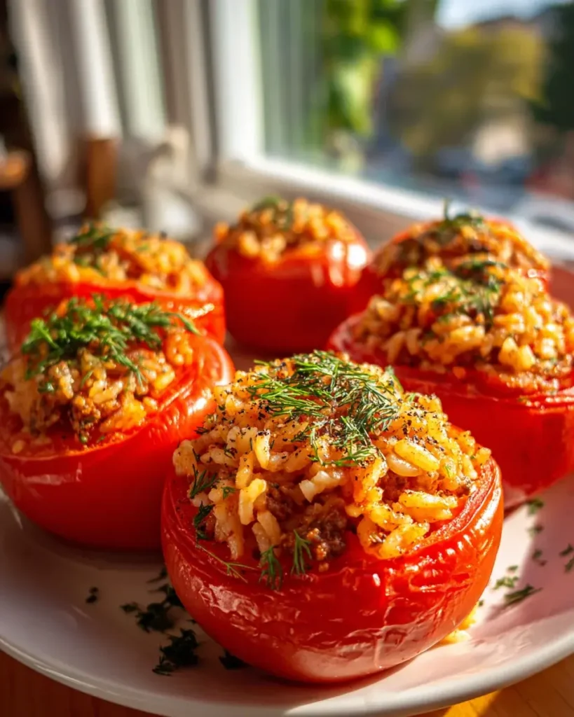 Herzhafte gefüllte Tomaten mit Rind
