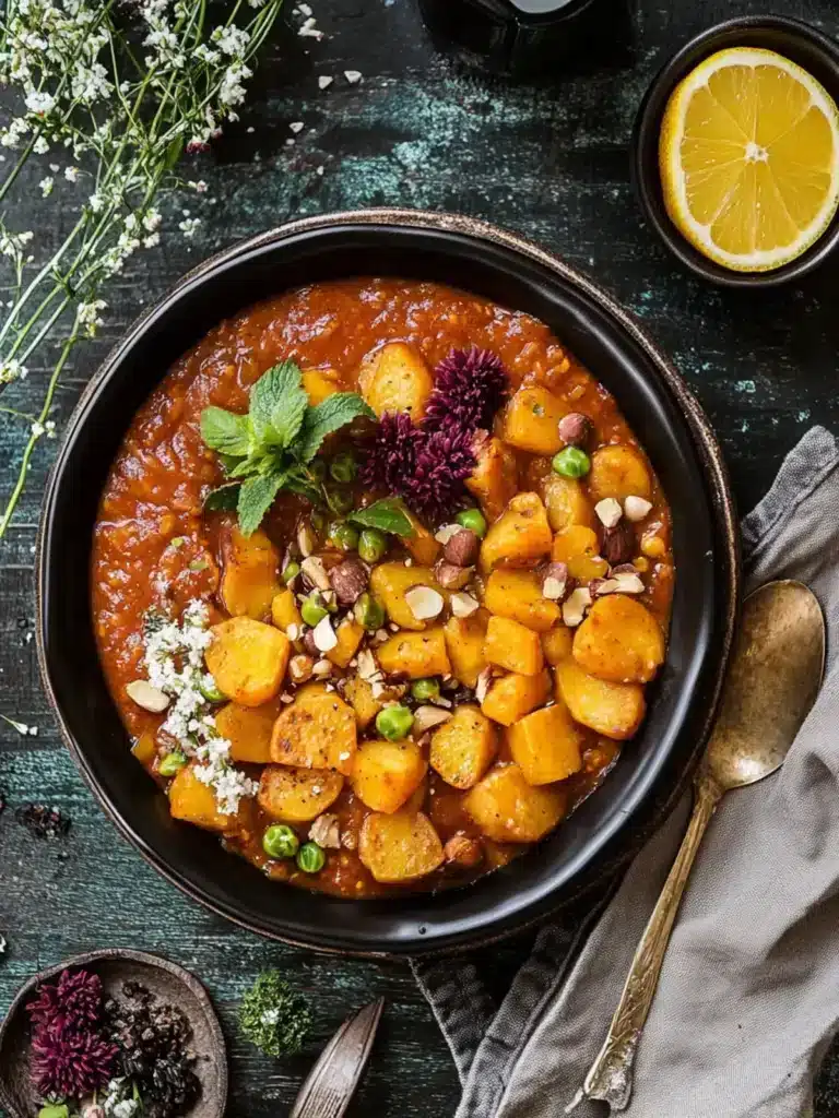 Herzhaftes veganes Süßkartoffel-Eintopf