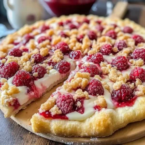 Himbeer-Käsekuchen-Dessert-Pizza