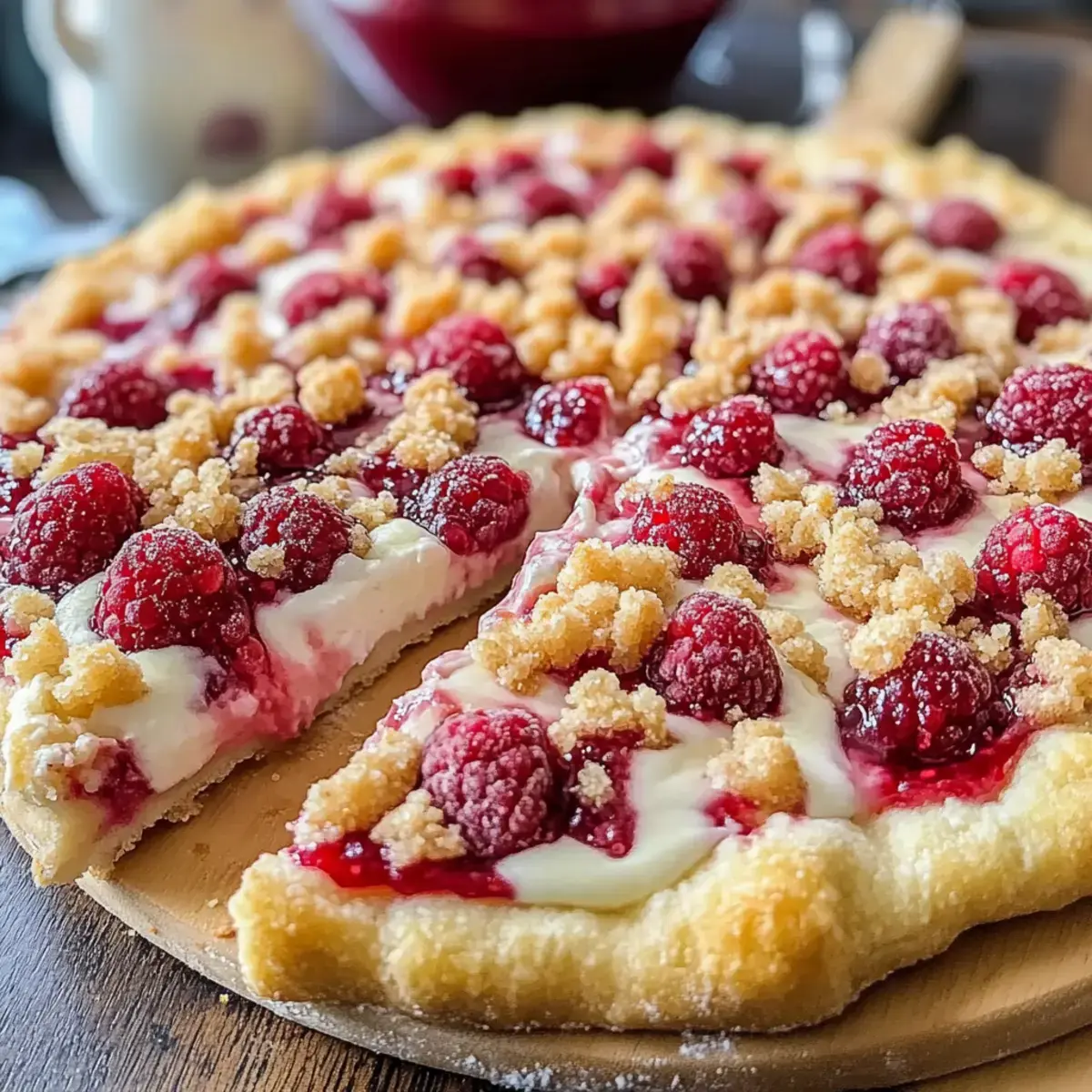 Himbeer-Käsekuchen-Dessert-Pizza