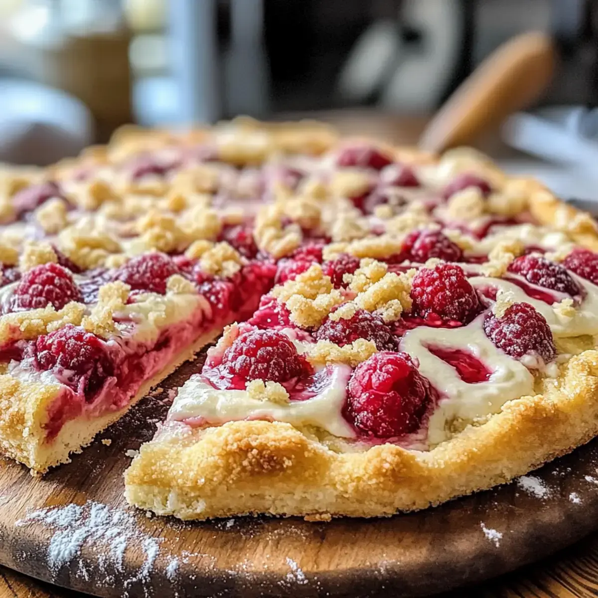 Himbeer-Käsekuchen-Dessert-Pizza
