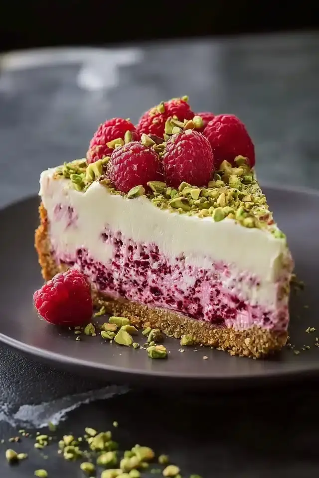 Himbeer-Pistazien Cheesecake ohne Backen