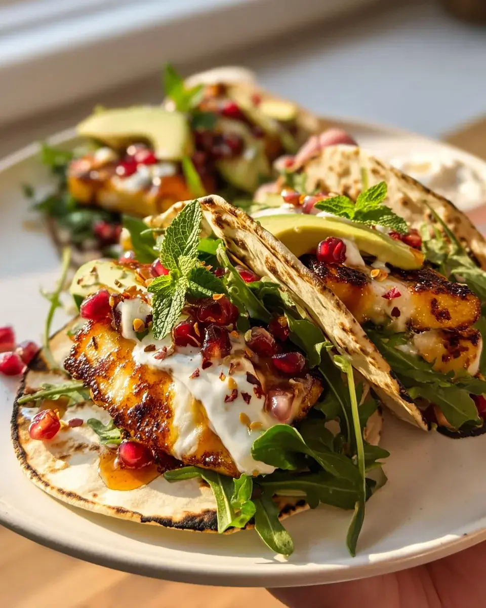 Hot Honey Halloumi Minz Tacos
