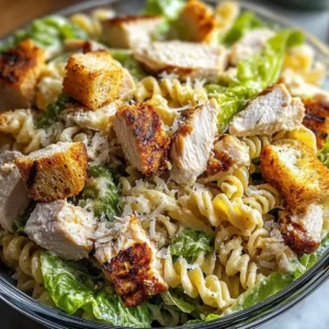 Hähnchen Caesar Pasta Salat