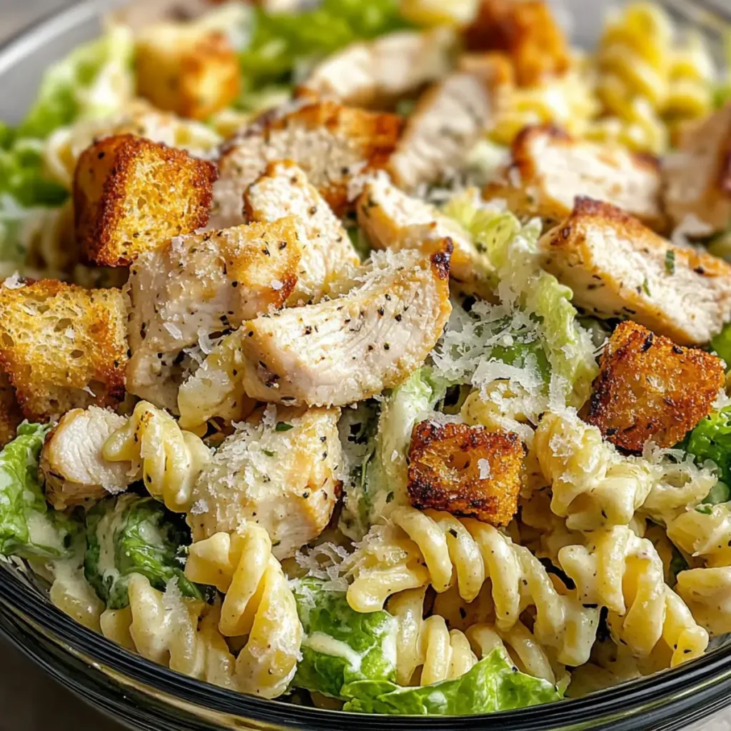 Hähnchen Caesar Pasta Salat