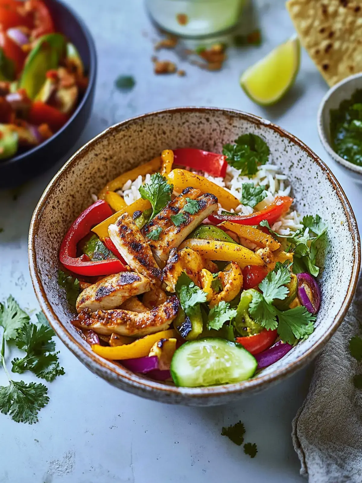 Hähnchen-Fajita-Schüssel