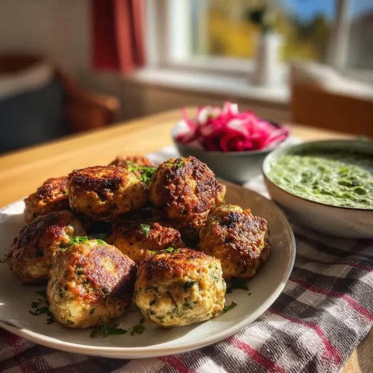 Hähnchen Frikadellen Kräuter Dip Radieschensalat