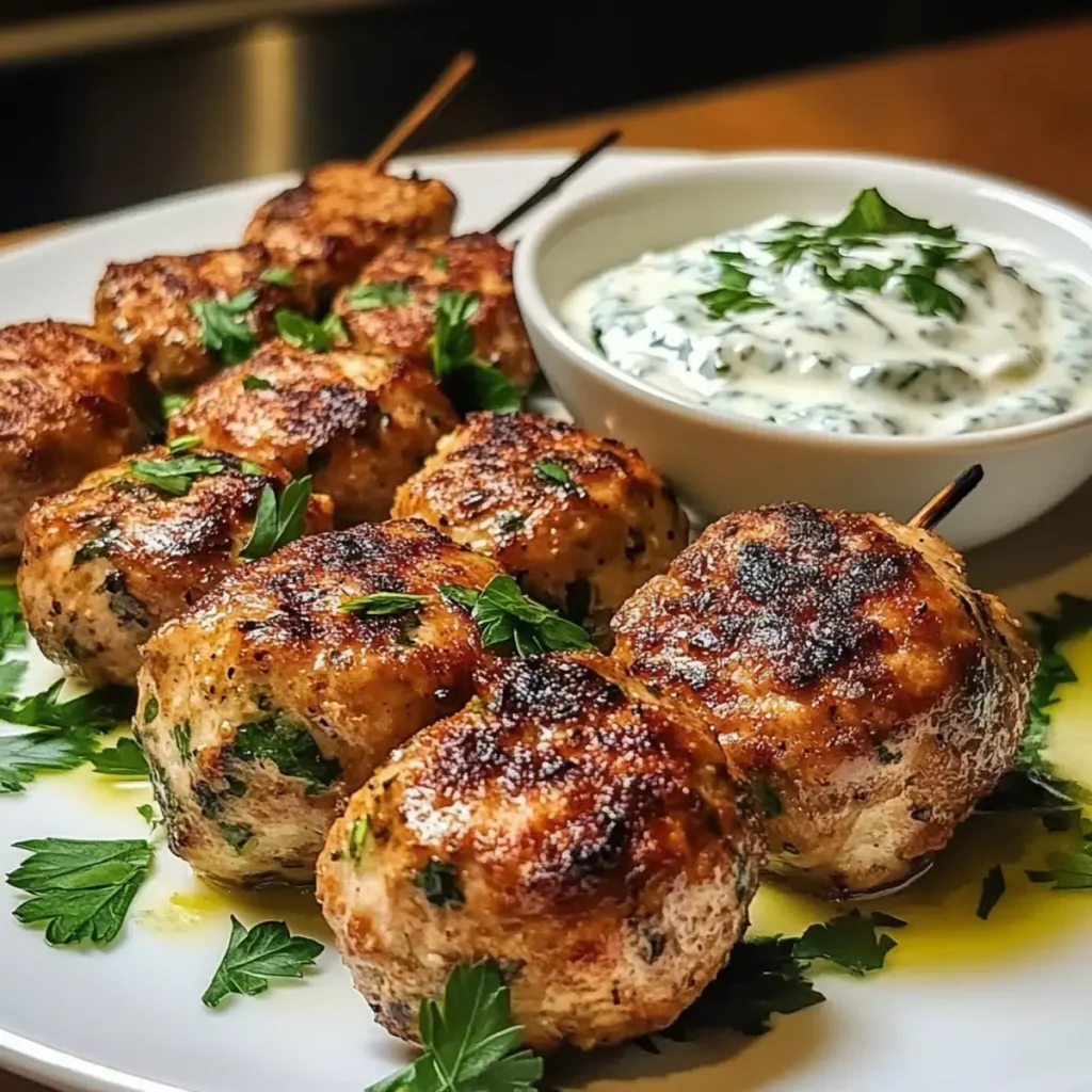 Saftige Hühnchen Kofta mit cremiger Knoblauch Joghurt Sauce