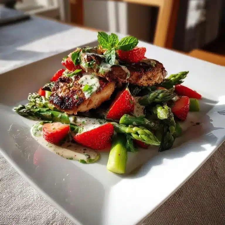 Hähnchen-Medaillons mit Spargel-Erdbeer-Salat und Minze-Dressing – LNNRW