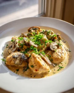 Hähnchen Stroganoff mit Champignons und Sauerrahm
