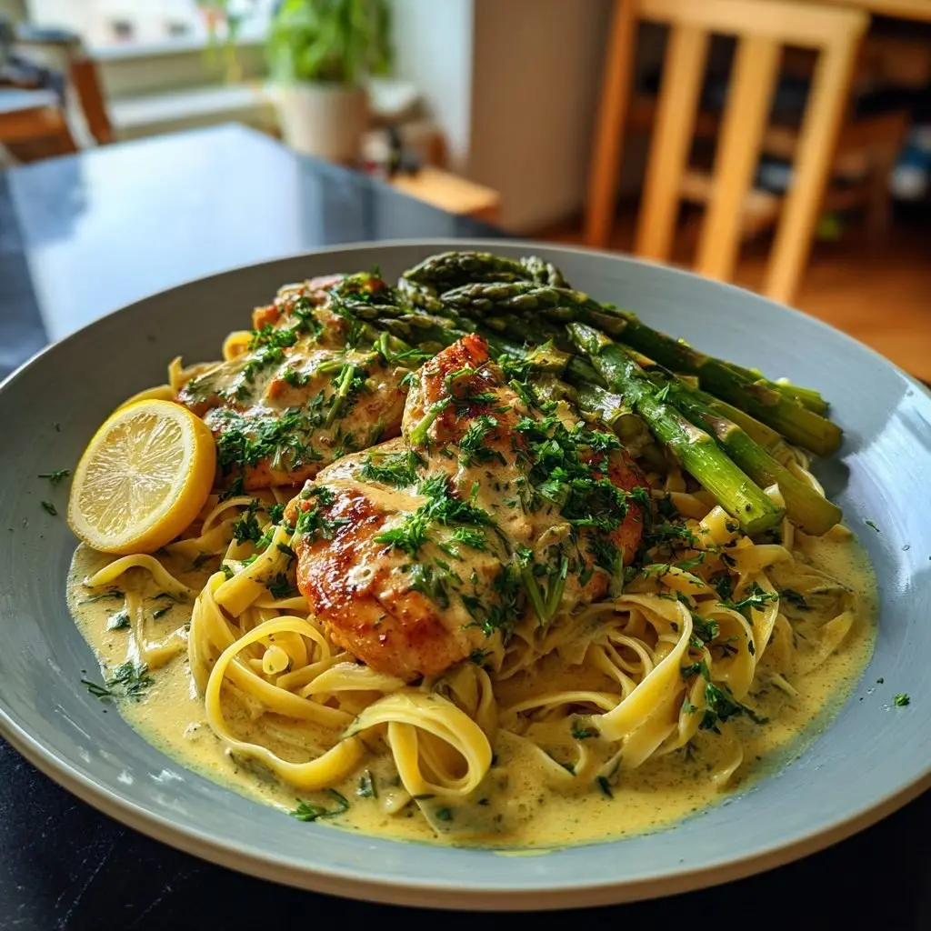 Hähnchenbrust mit Spargel-Zitronen-Sauce und Bandnudeln – LNNRW