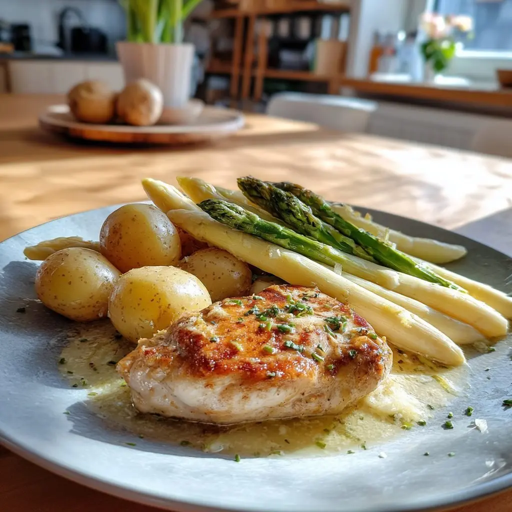 Hähnchenbrust mit weißem Spargel und leichter Zitronensauce – LNNRW