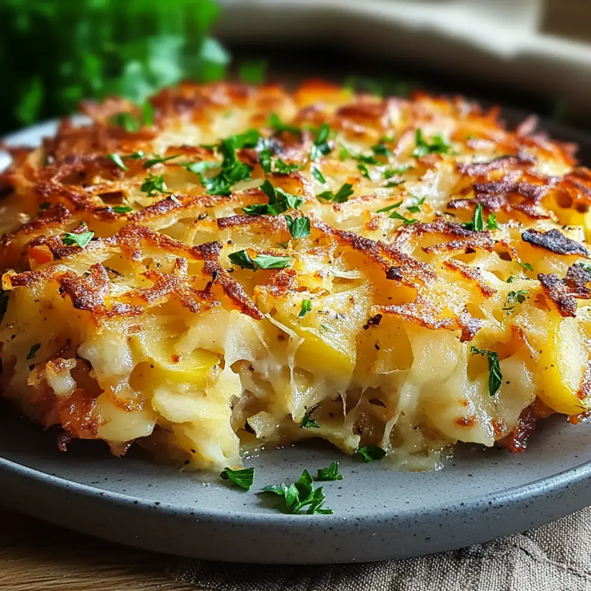 Hüttenkäse Kartoffelrösti Auflauf