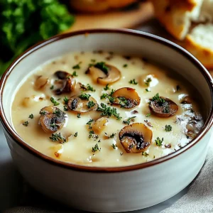 Cremige Hüttenkäse-Pilzsuppe