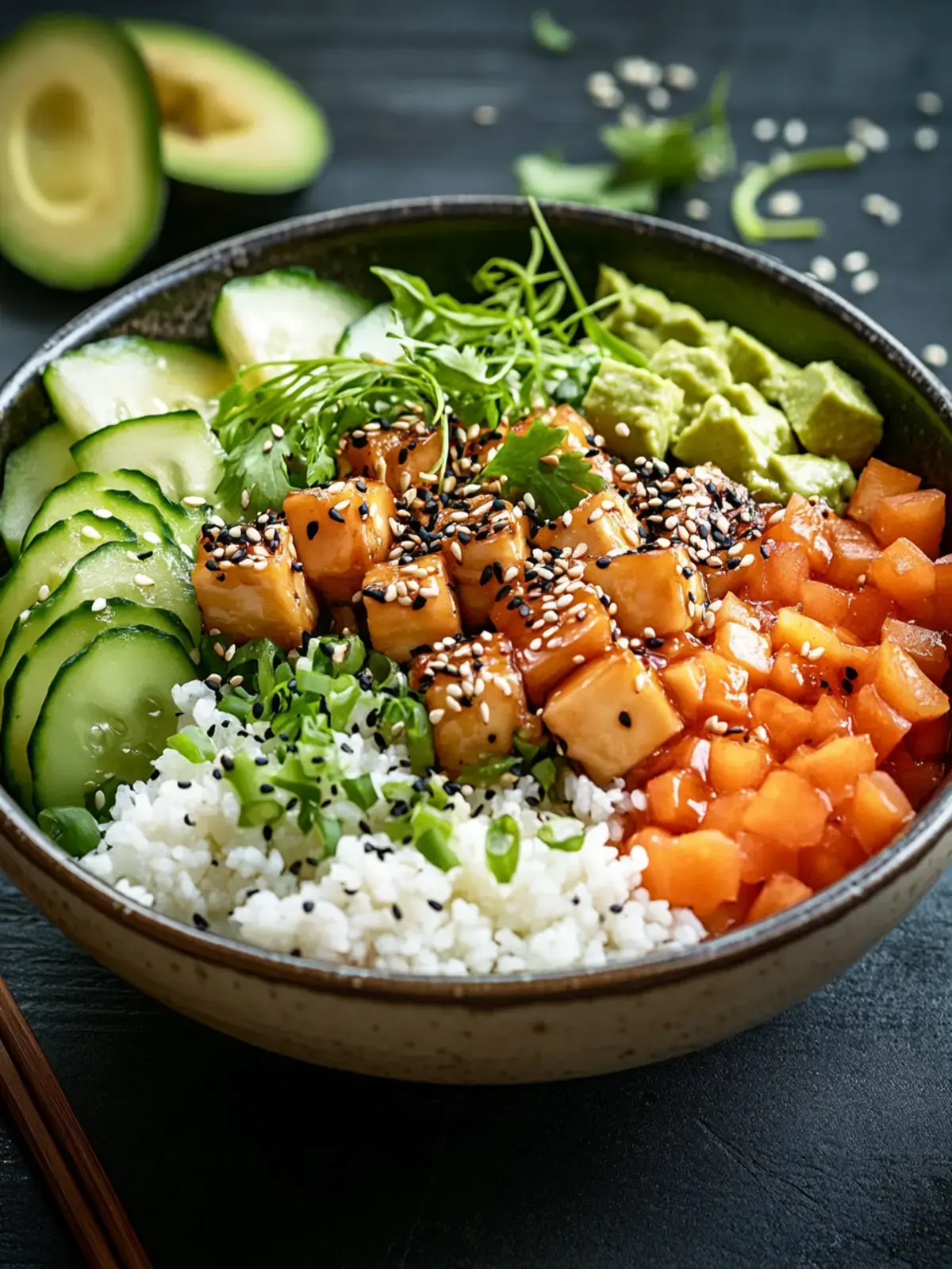 Japanische Superfood-Bowl mit cremigem Sesam-Dressing