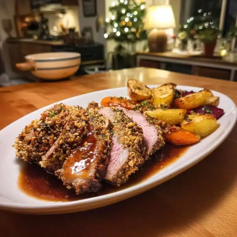 Kalbsbraten Mandelkrokant Kruste