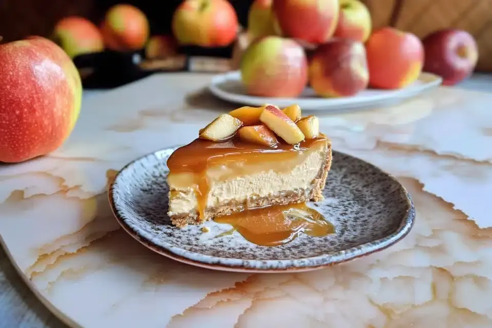 Karamell Apfel Käsekuchen vegan glutenfrei