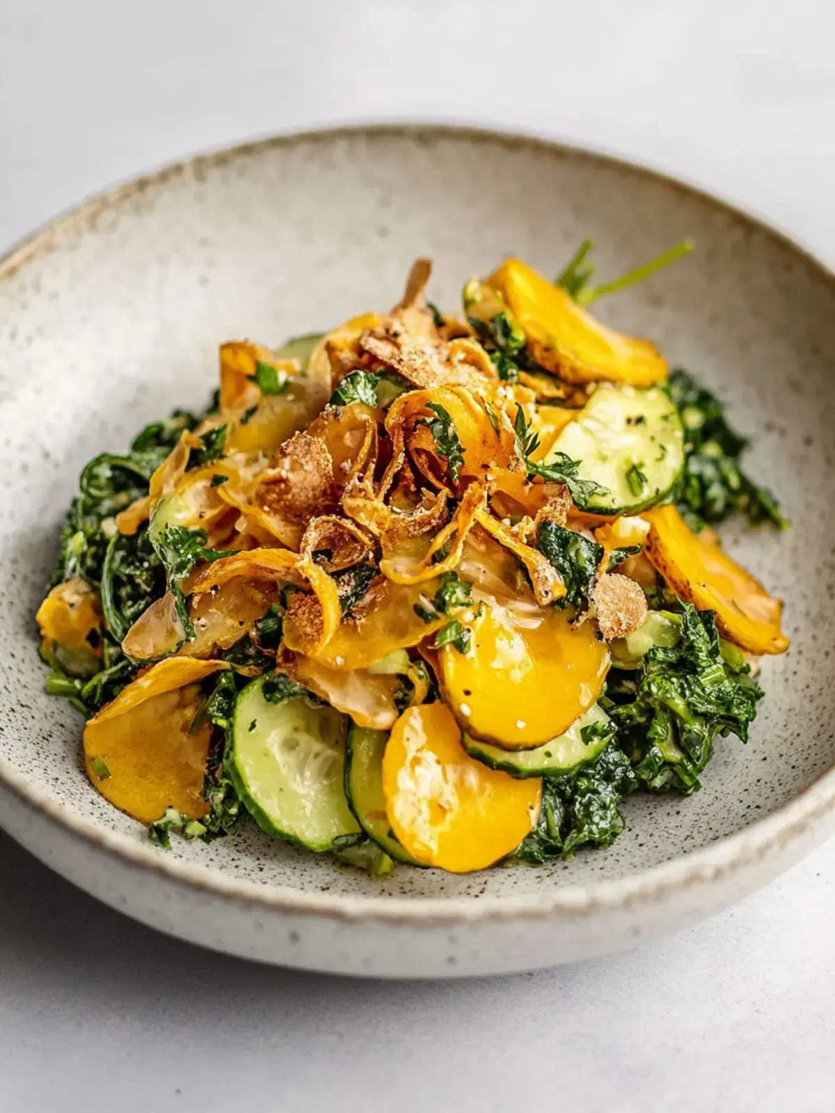 Karamellisierter Zitronen-Zucchini- und Grünkohlsalat