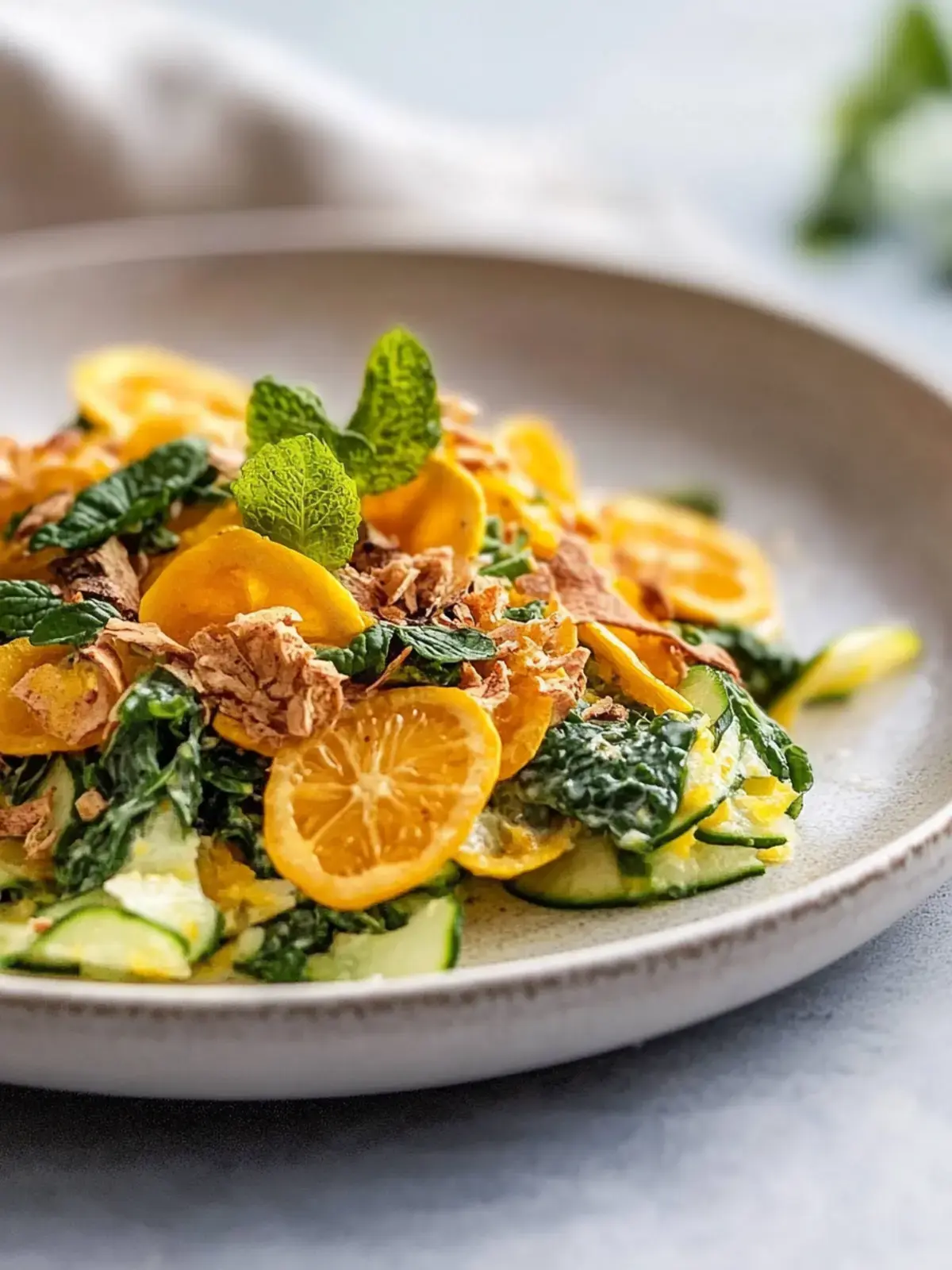 Karamellisierter Zitronen-Zucchini- und Grünkohlsalat