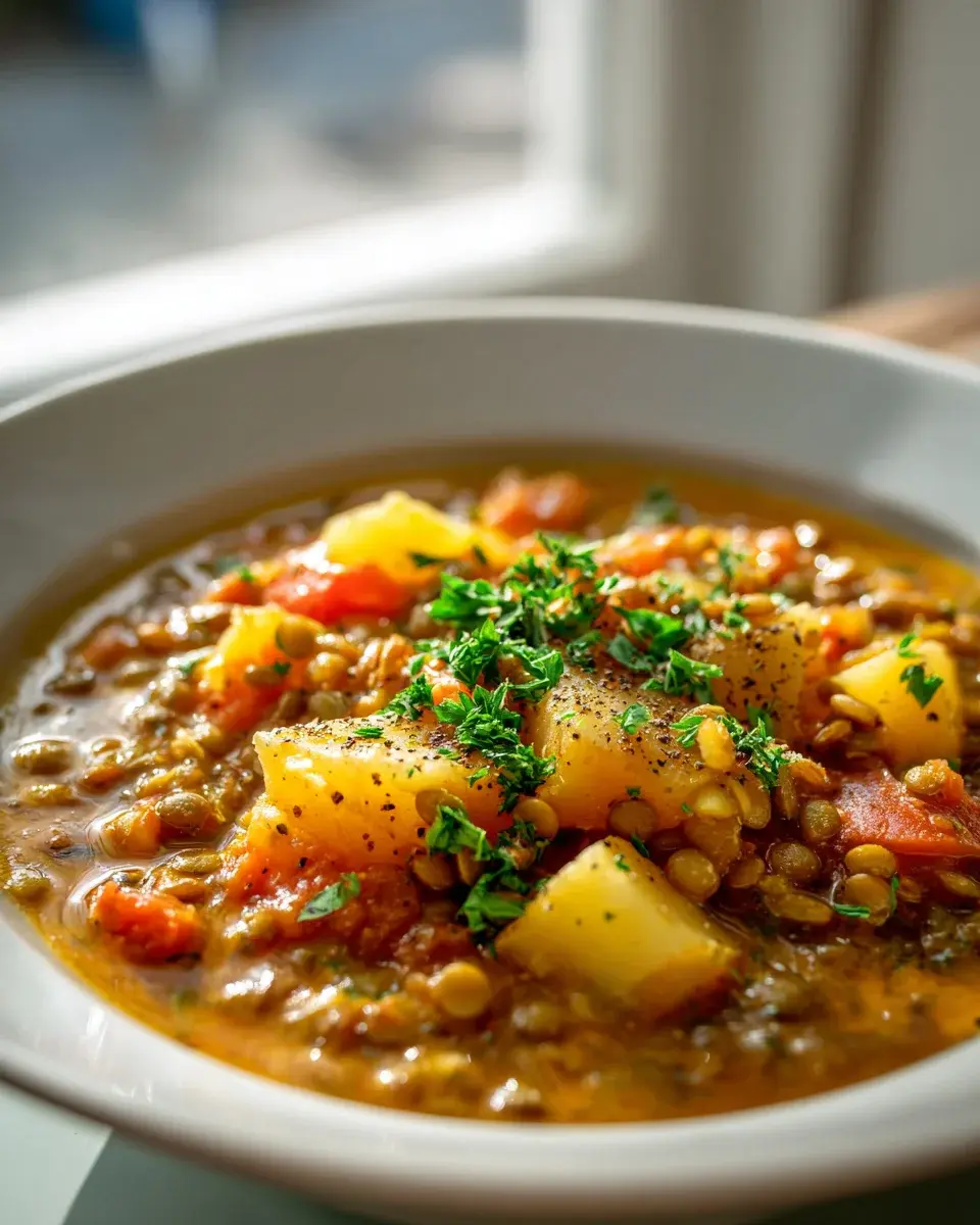 Kartoffel Eintopf Mit Linsen Und Tomaten