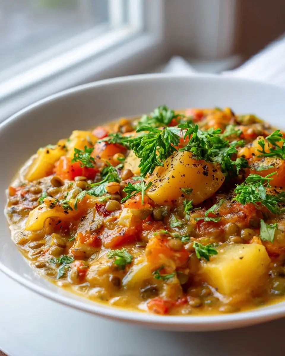 Kartoffel Eintopf Mit Linsen Und Tomaten