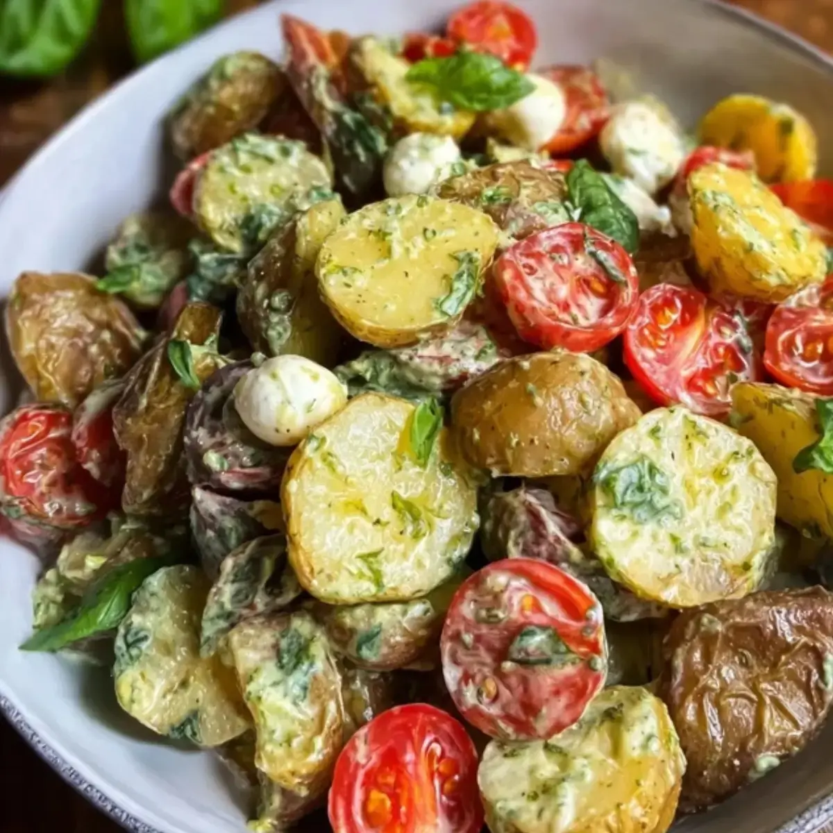 Kartoffelsalat mit Tomaten und Mozzarella