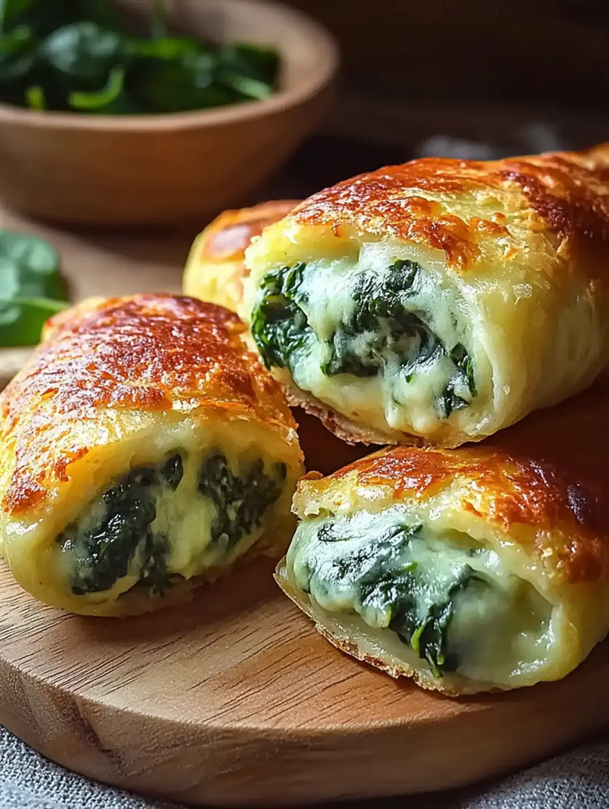 Kartoffeltaschen mit Spinat Frischkäse Füllung