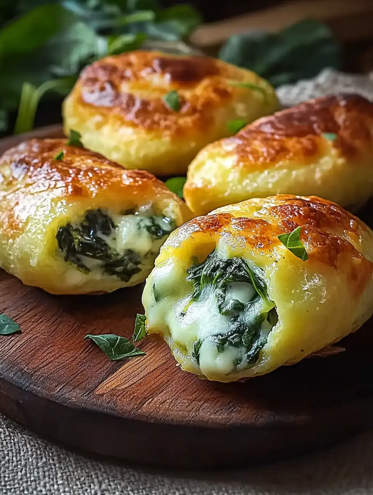 Kartoffeltaschen mit Spinat Frischkyse Fyllung