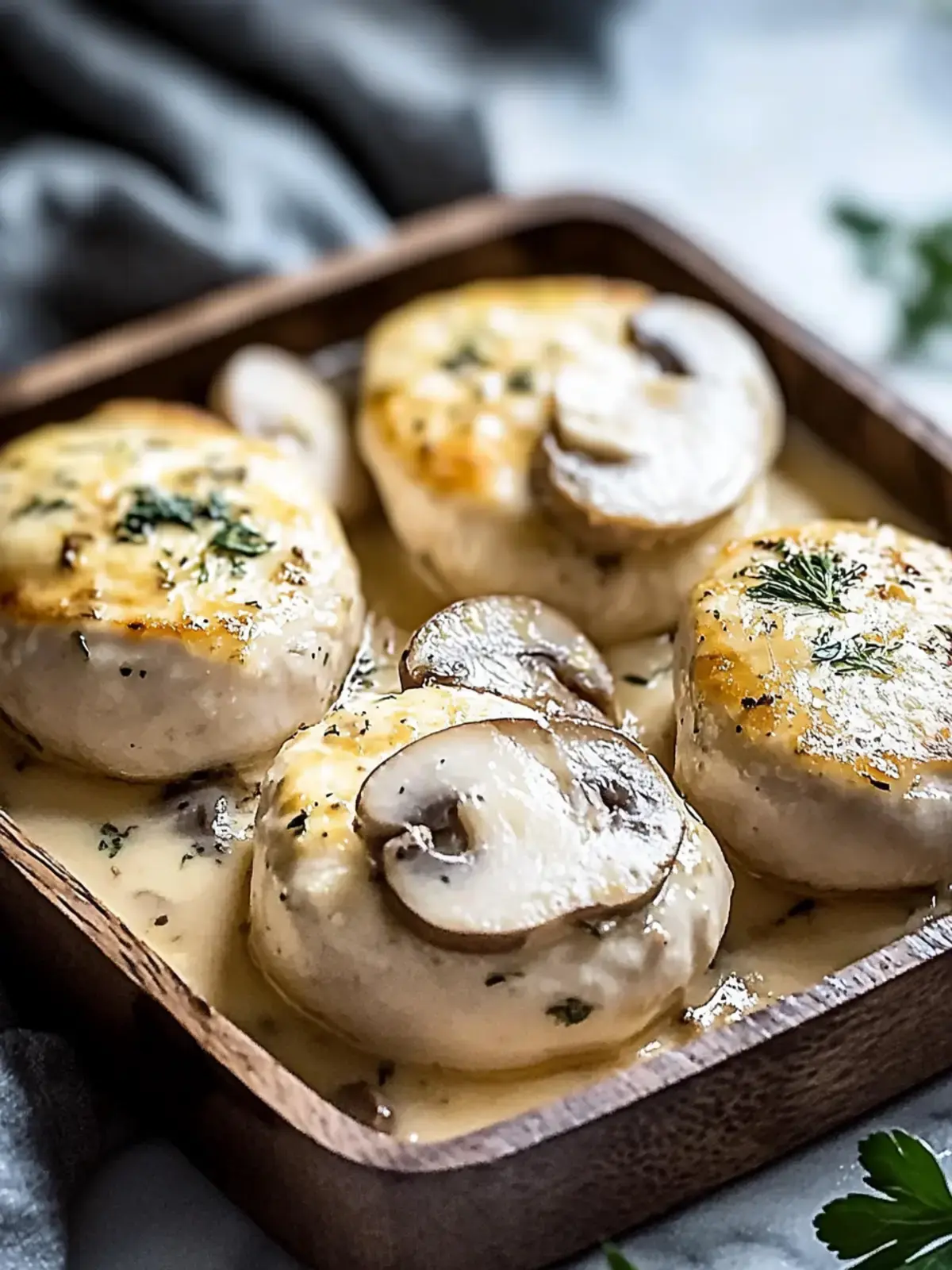 Keto Knoblauch Pilz Hähnchen Auflauf