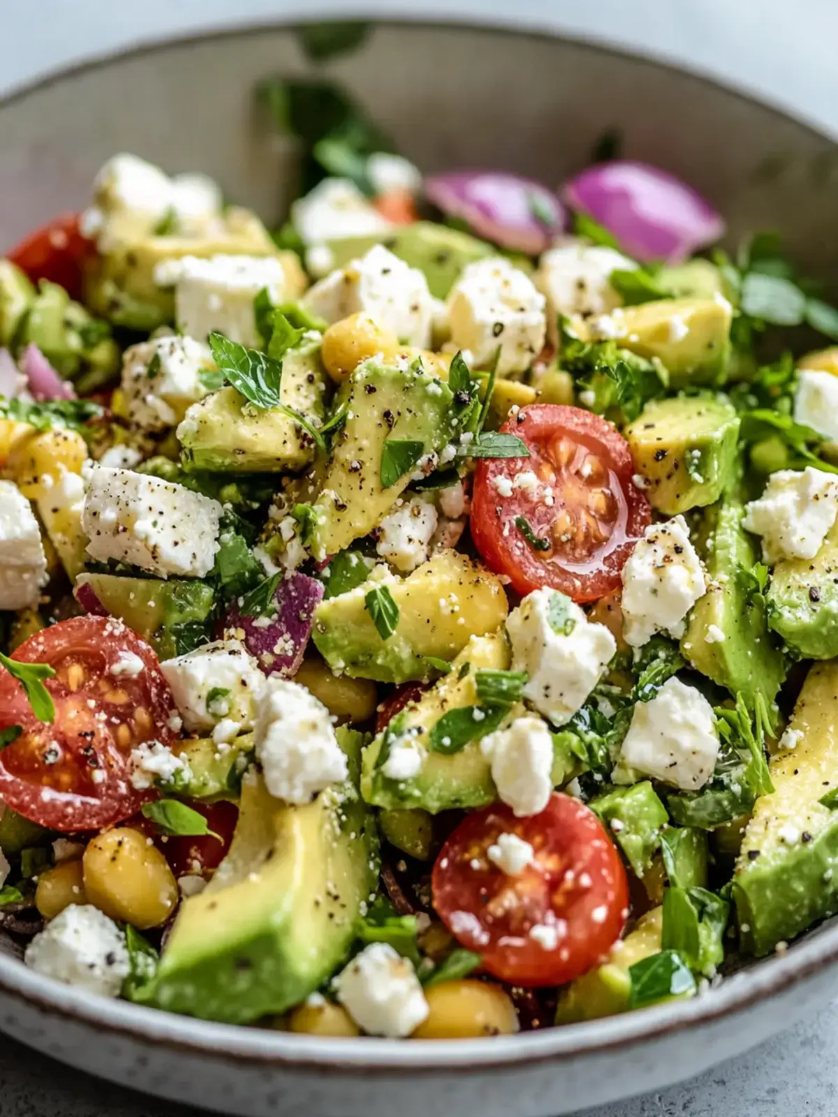 Kichererbsen Feta Avocado Salat