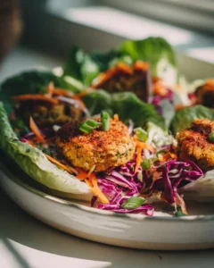 Kichererbsen-Puffer im knackigen Salatwrap