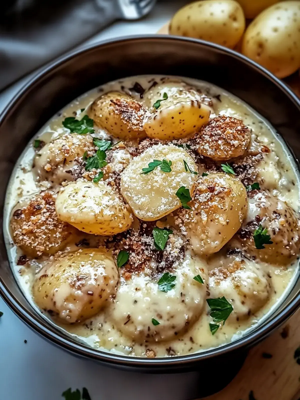 Knoblauch Parmesan Crockpot Hühnchen und Kartoffeln