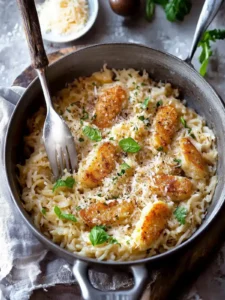 Knoblauch Parmesan Hühnchen und Reis