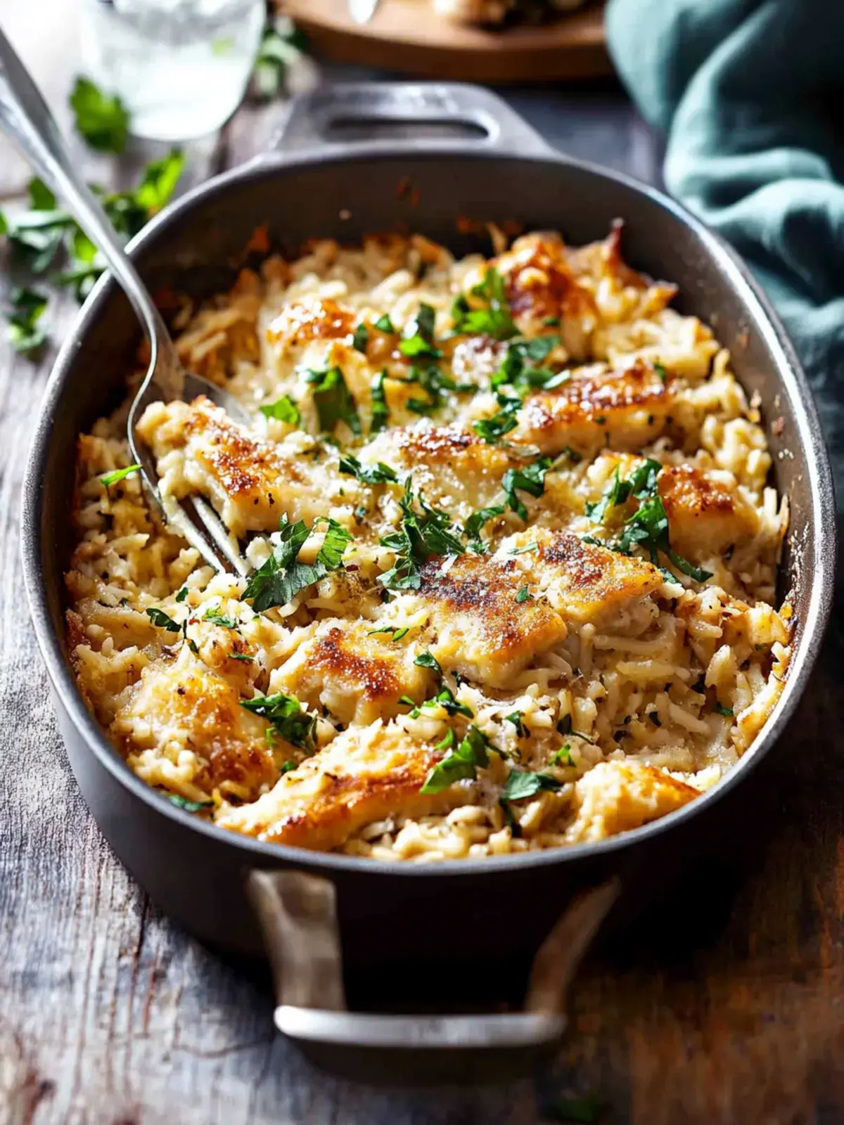 Knoblauch Parmesan Hühnchen Reis