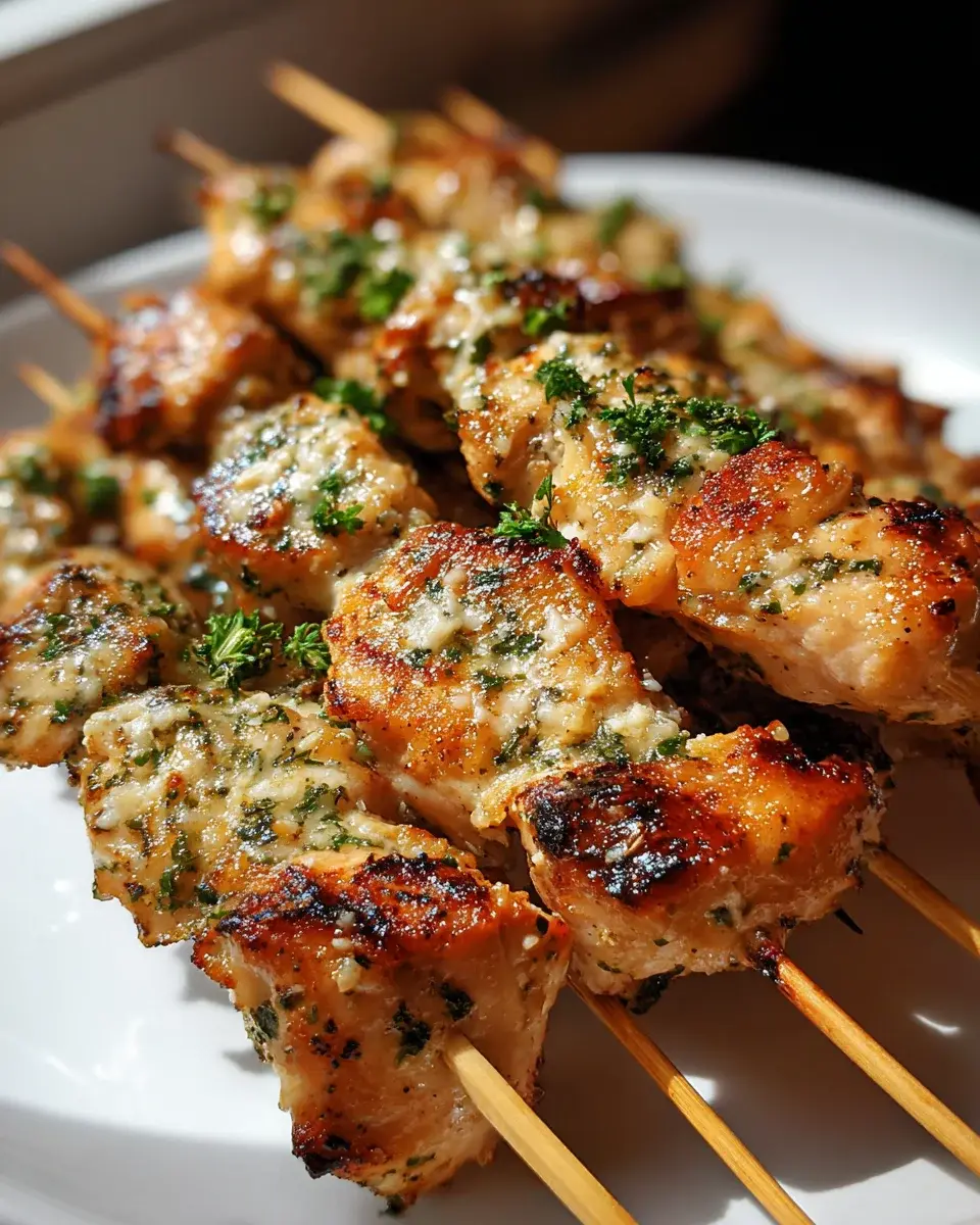 Knoblauch Parmesan Hähnchenspieße