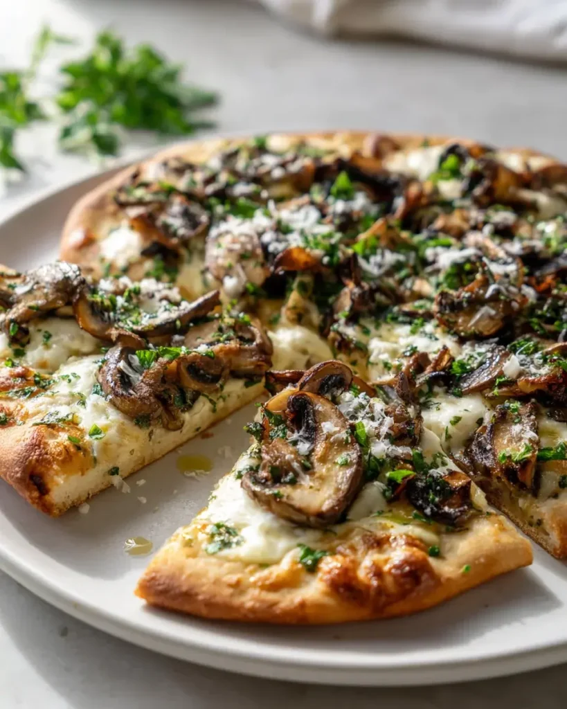 Knoblauch-Parmesan-Pilz-Fladenpizza