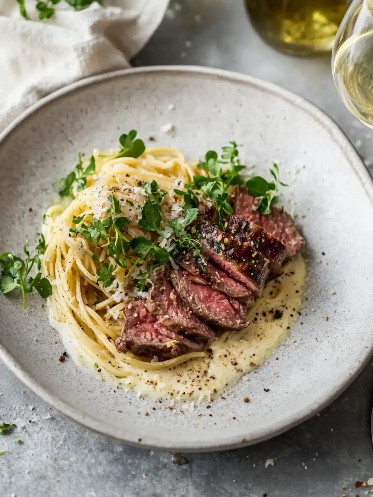 Knoblauchbutter-Schmetterlingsnudeln mit Hackfleisch