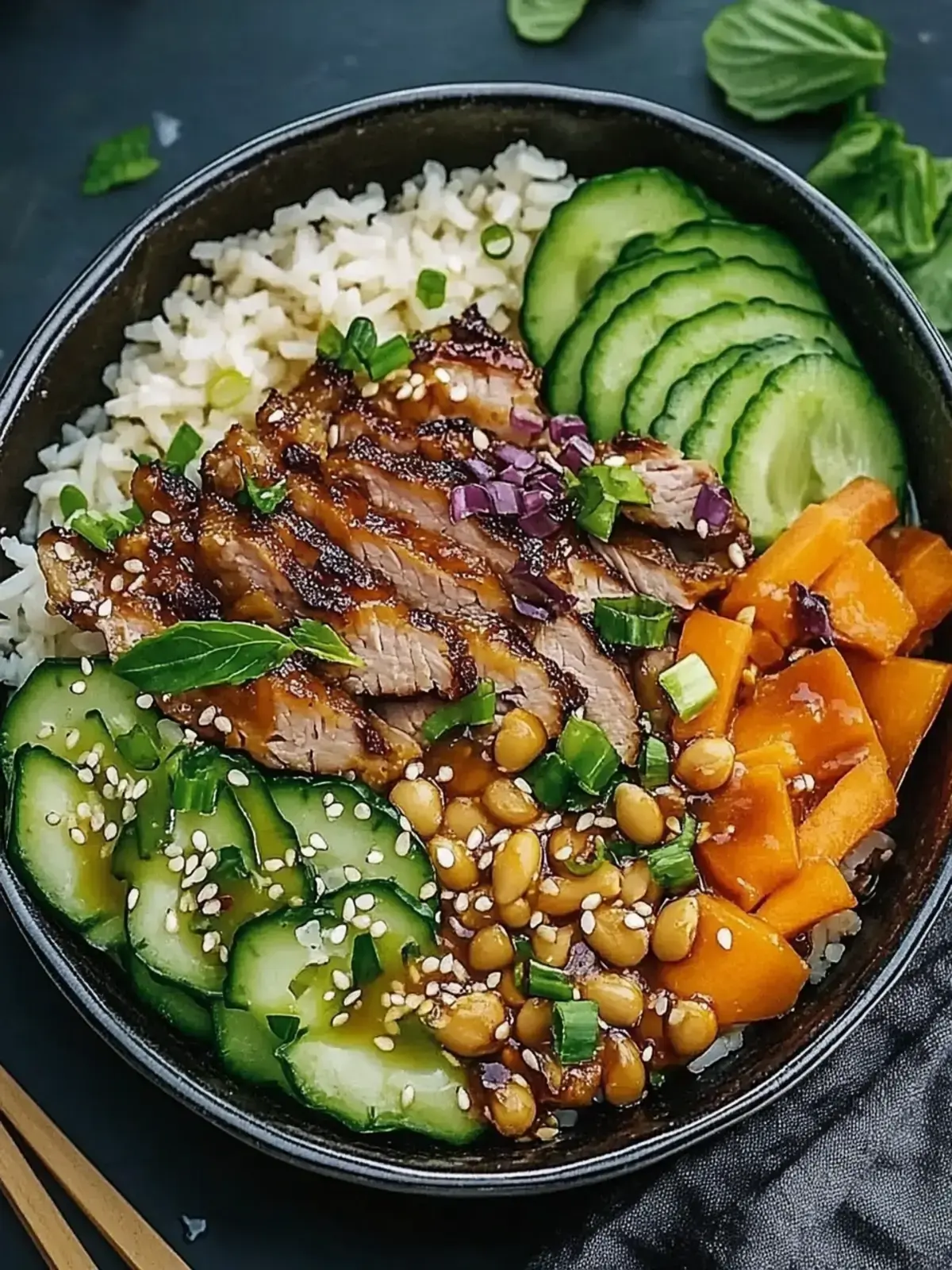 Knusprige Rindfleisch-Reis-Bowl