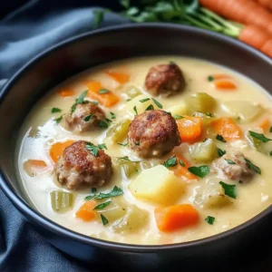 Kohlrabi Suppentopf mit Hackbällchen