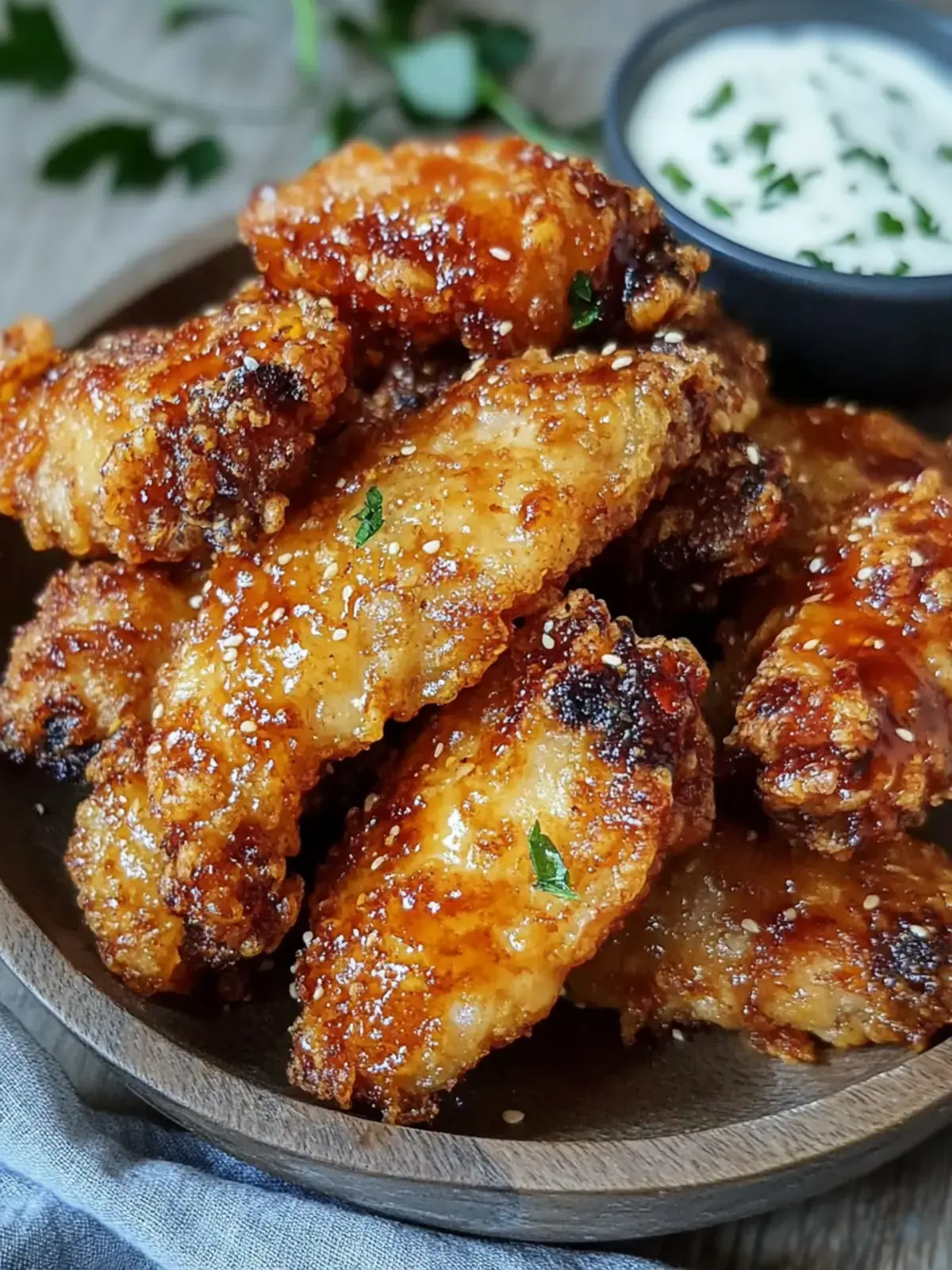 Krosse Heißluftfritteuse Honig Knoblauch Hähnchenflügel