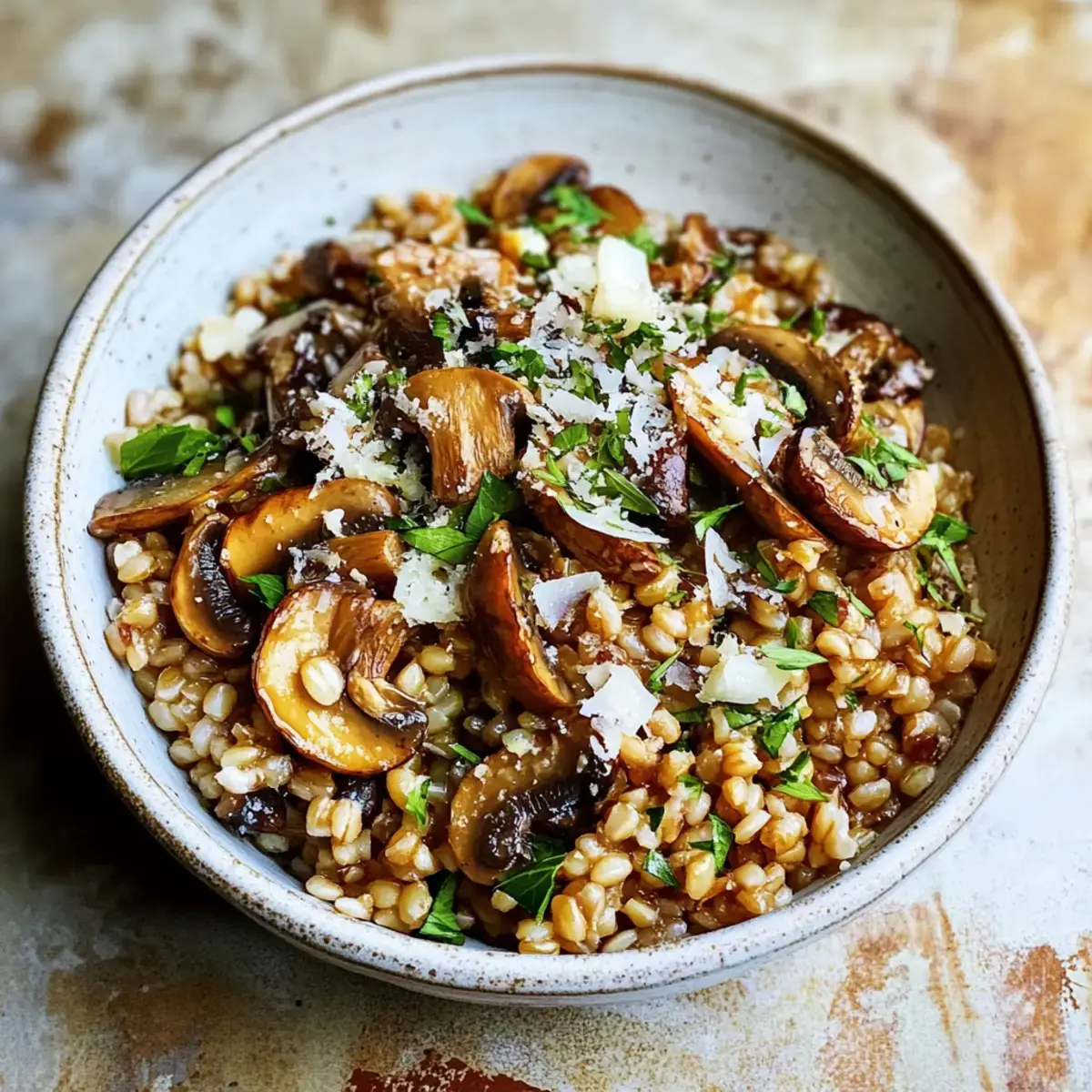 Kräutergerstensalat mit buttergebratenen Champignons