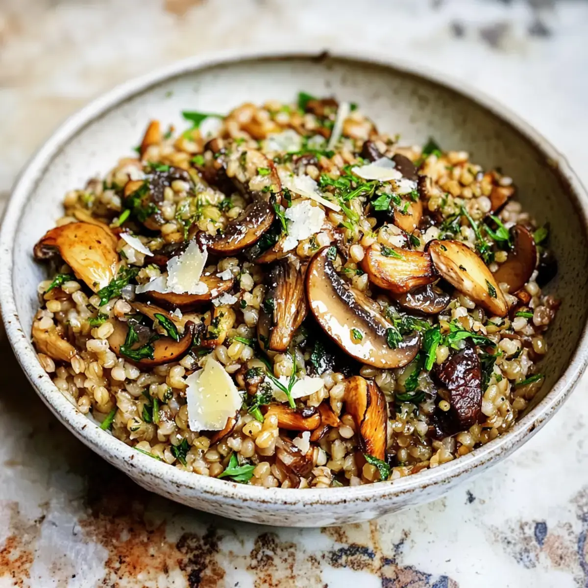 Kräutergerstensalat mit buttergebratenen Champignons