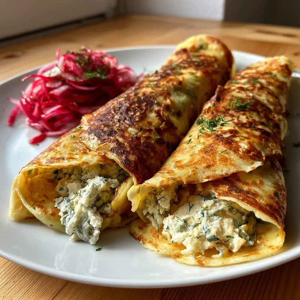 Kräuterpfannkuchen mit Frischkäsefüllung