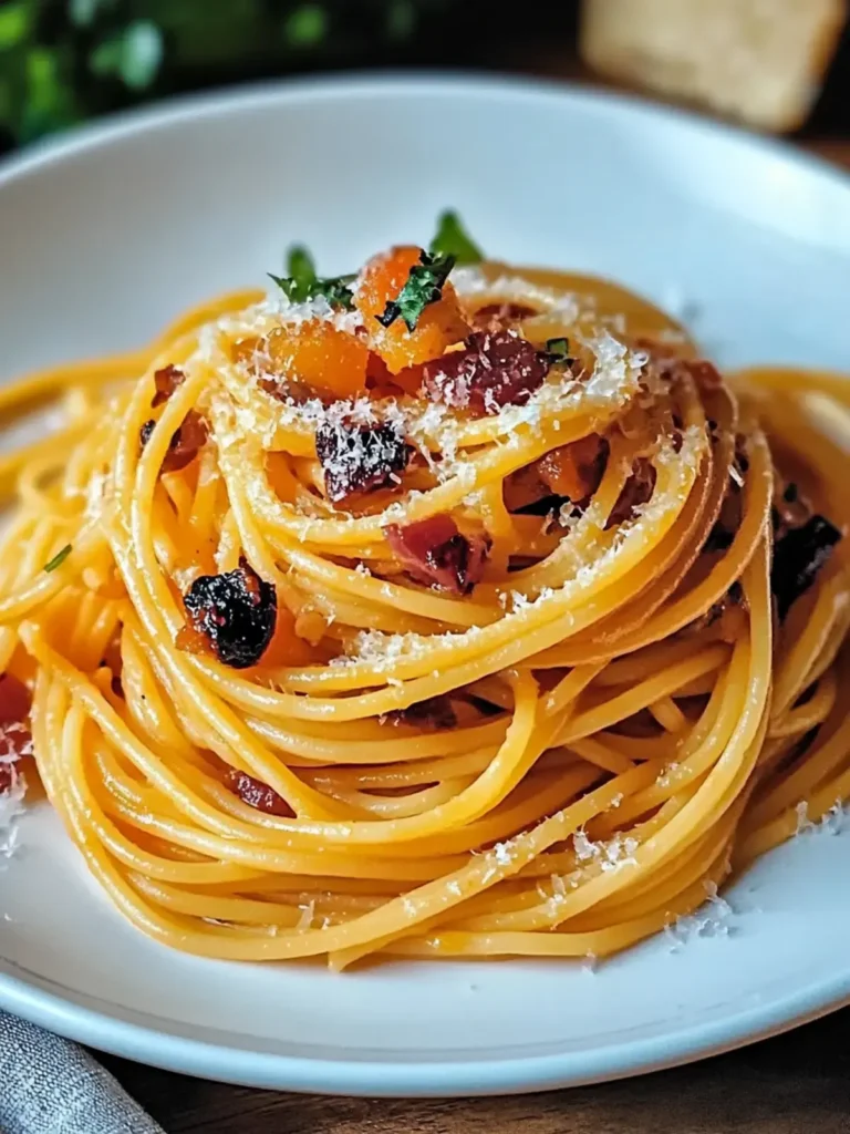 Kürbis und Pilzspaghetti Speck