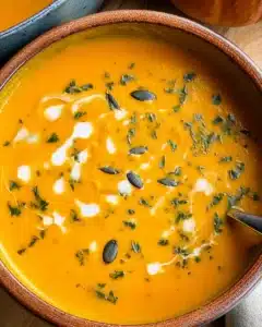 Köstliche Kürbissuppe mit Kokosmilch und Ingwer