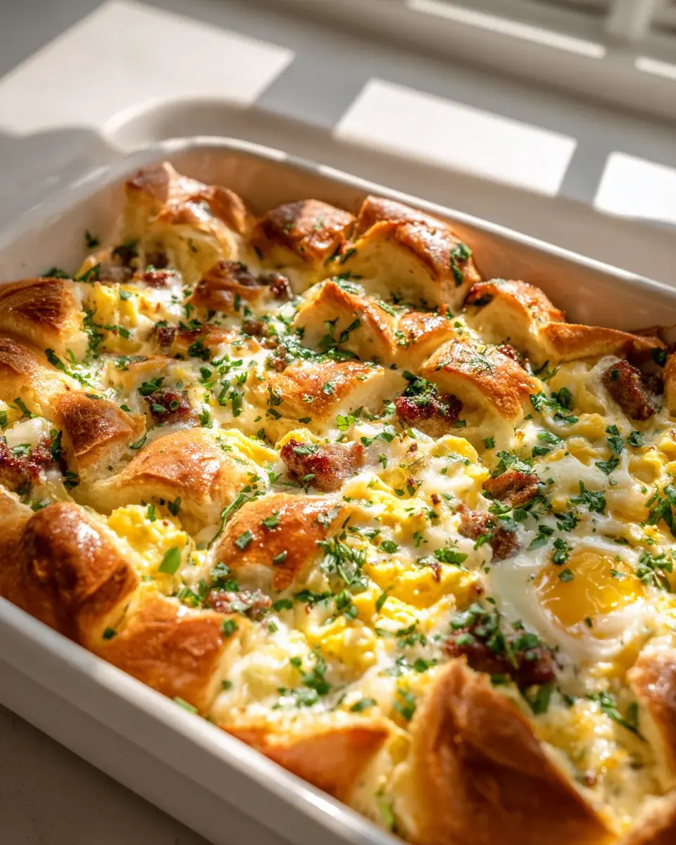 Käse-Brötchen Frühstücksauflauf